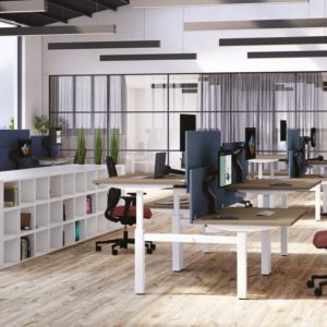 Bureau beige assis debout flex up