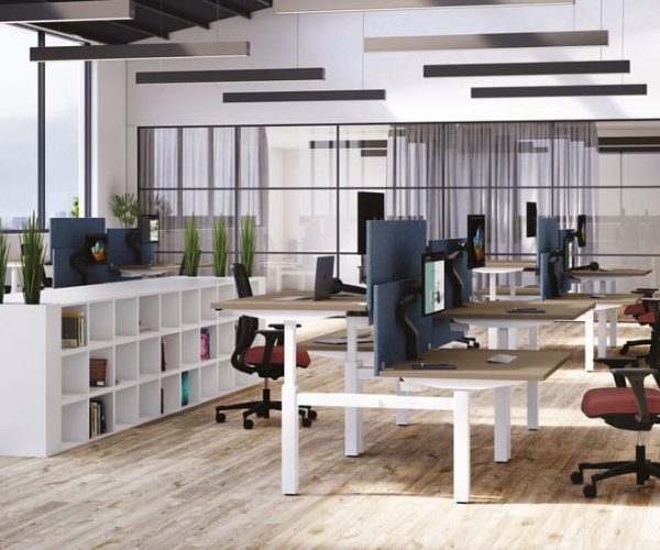 Bureau beige assis debout flex up